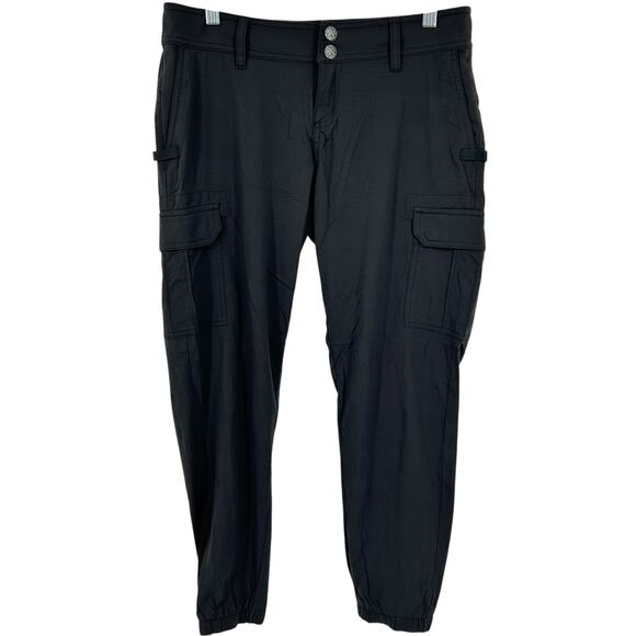 prAna joggers Womens 6 Black Standard Fit Stretch Nylon Hiking Outdoor Zip Cargo - Picture 1 of 8